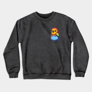 Cute Parrot in Pocket Kawaii Peeking Bird Lover Crewneck Sweatshirt